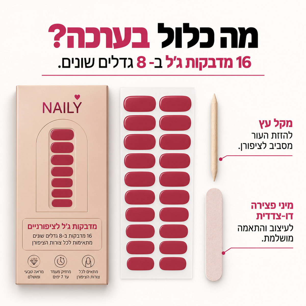 NAILY™ - מארז מדבקות לק ג׳ל לציפורניים
